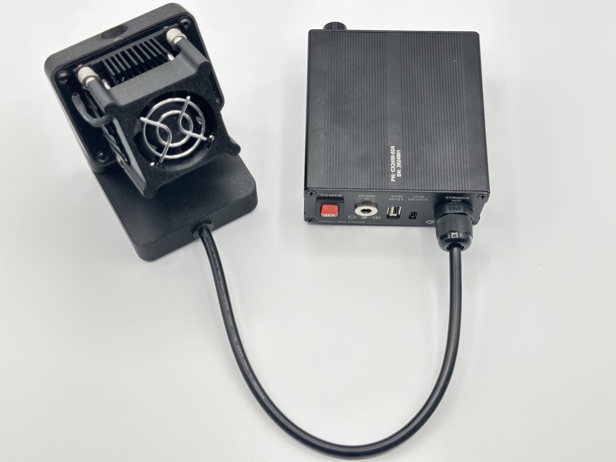 CX2475-01 RPC System top-down view of controller and syringe heater/cooler